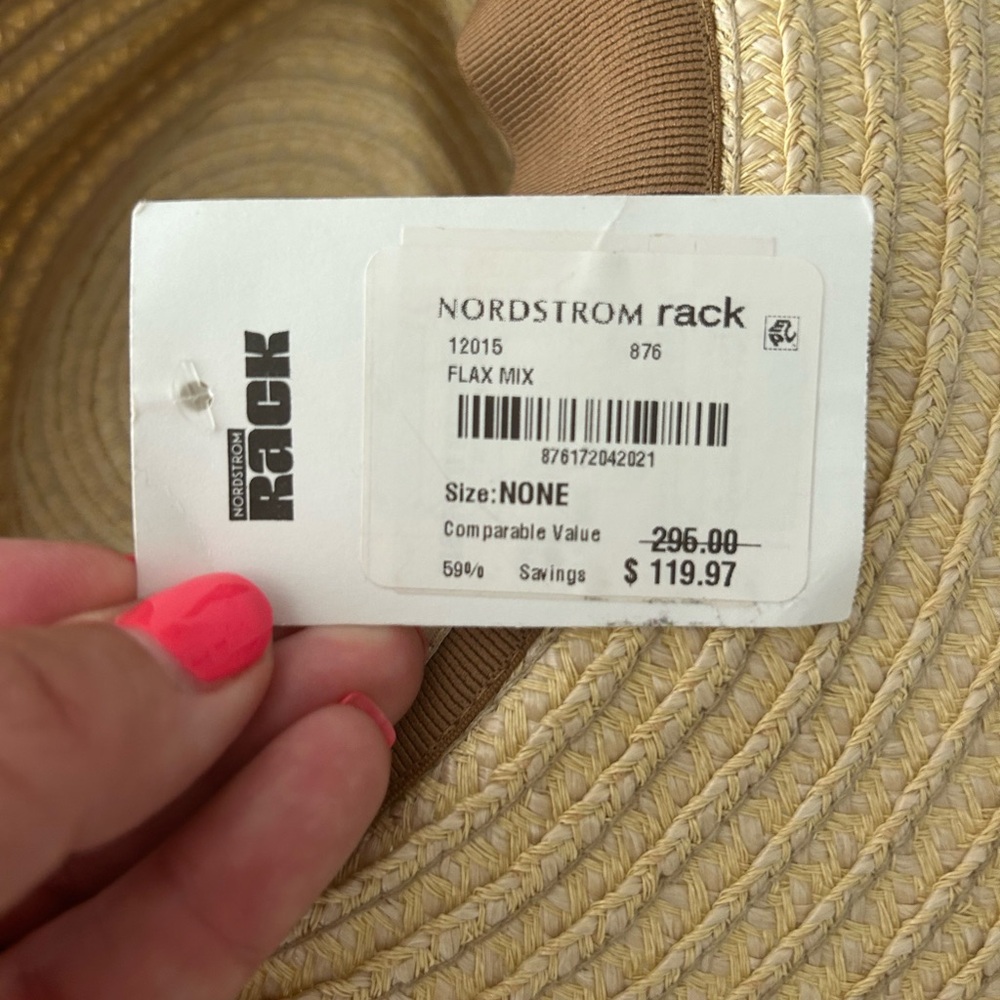 Eric Javits Beige Straw Hat with Brown Band - Picture 4 of 4